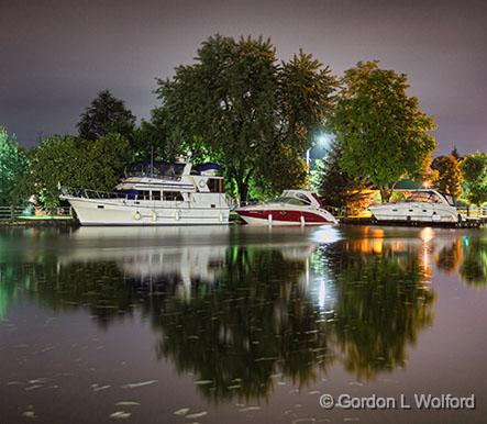 Boats At Night_25687.jpg - Photographed along the Rideau Canal Waterway at Smiths Falls, Ontario, Canada.